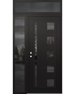 Diamond C3 48" x 96" black/black mirrored Glass Panel black RHI with Sidelite and Transom mirrored Glass