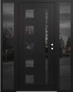 Diamond C3 68" x 80" black/black mirrored Glass Panel black LHI with 2 Sidelites mirrored Glass