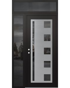 Diamond C3 52" x 96" black/black mirrored Glass Panel stainless steel RHI with Sidelite and Transom mirrored Glass