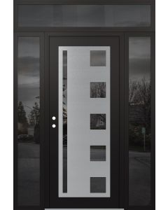 Diamond C3 60" x 96" black/black mirrored Glass Panel stainless steel RHI with 2 Sidelites and Transom mirrored Glass