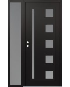 Diamond C3 52" x 80" black/white frosted Glass Panel black RHI with Sidelite frosted Glass