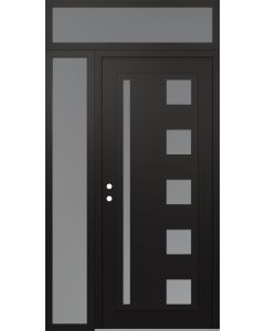 Diamond C3 50" x 96" black/white frosted Glass Panel black RHI with Sidelite and Transom frosted Glass