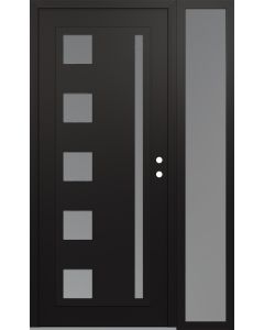 Diamond C3 48" x 80" black/white frosted Glass Panel black LHI with Sidelite frosted Glass