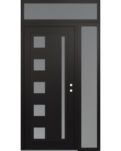 Diamond C3 48" x 96" black/white frosted Glass Panel black LHI with Sidelite and Transom frosted Glass