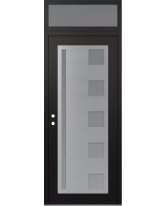Diamond C3 36" x 96" black/white frosted Glass Panel stainless steel RHI with Transom frosted Glass