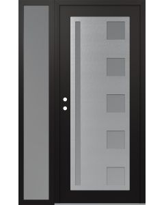 Diamond C3 50" x 80" black/white frosted Glass Panel stainless steel RHI with Sidelite frosted Glass