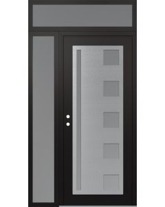 Diamond C3 48" x 96" black/white frosted Glass Panel stainless steel RHI with Sidelite and Transom frosted Glass