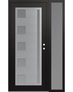 Diamond C3 48" x 80" black/white frosted Glass Panel stainless steel LHI with Sidelite frosted Glass