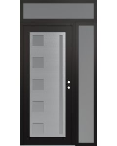 Diamond C3 50" x 96" black/white frosted Glass Panel stainless steel LHI with Sidelite and Transom frosted Glass