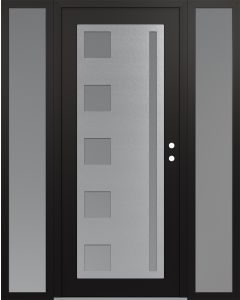 Diamond C3 60" x 80" black/white frosted Glass Panel stainless steel LHI with 2 Sidelites frosted Glass