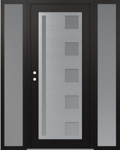 Diamond C3 64" x 80" black/white frosted Glass Panel stainless steel RHI with 2 Sidelites frosted Glass