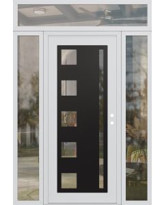 Diamond C3 68" x 96" white/white clear Glass Panel black LHI with 2 Sidelites and Transom clear Glass