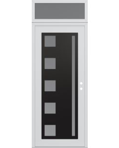 Diamond C3 36" x 96" white/white frosted Glass Panel black LHI with Transom frosted Glass