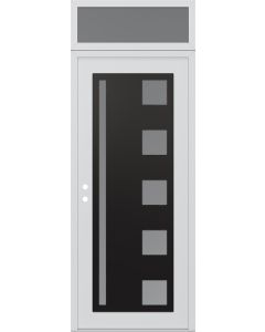 Diamond C3 36" x 96" white/white frosted Glass Panel black RHI with Transom frosted Glass
