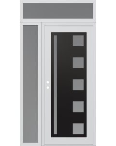 Diamond C3 52" x 96" white/white frosted Glass Panel black RHI with Sidelite and Transom frosted Glass
