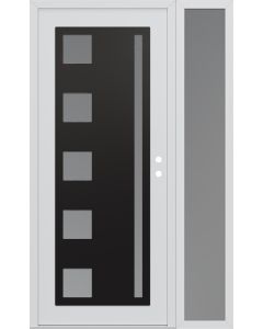 Diamond C3 52" x 80" white/white frosted Glass Panel black LHI with Sidelite frosted Glass
