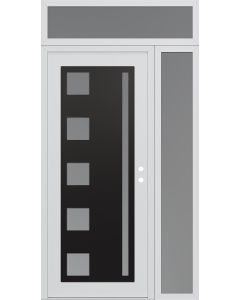 Diamond C3 52" x 96" white/white frosted Glass Panel black LHI with Sidelite and Transom frosted Glass