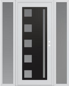 Diamond C3 64" x 80" white/white frosted Glass Panel black LHI with 2 Sidelites frosted Glass