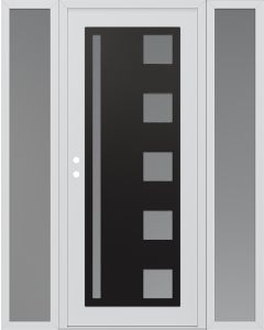 Diamond C3 64" x 80" white/white frosted Glass Panel black RHI with 2 Sidelites frosted Glass