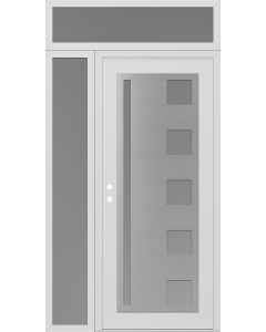 Diamond C3 52" x 96" white/white frosted Glass Panel stainless steel RHI with Sidelite and Transom frosted Glass