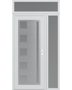 Diamond C3 52" x 96" white/white frosted Glass Panel stainless steel LHI with Sidelite and Transom frosted Glass