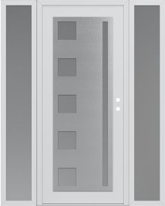 Diamond C3 60" x 80" white/white frosted Glass Panel stainless steel LHI with 2 Sidelites frosted Glass