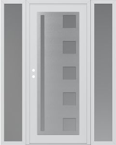 Diamond C3 60" x 80" white/white frosted Glass Panel stainless steel RHI with 2 Sidelites frosted Glass