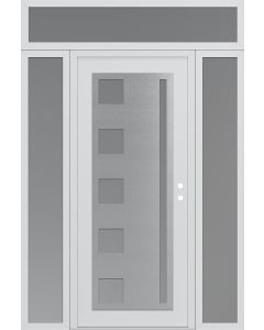 Diamond C3 68" x 96" white/white frosted Glass Panel stainless steel LHI with 2 Sidelites and Transom frosted Glass