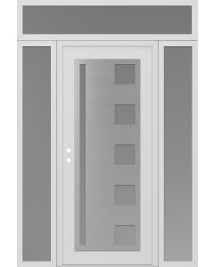 Diamond C3 68" x 96" white/white frosted Glass Panel stainless steel RHI with 2 Sidelites and Transom frosted Glass