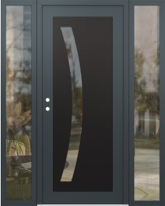 Diamond C4 64" x 80" anthracite/anthracite clear Glass Panel black RHI with 2 Sidelites clear Glass