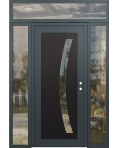 Diamond C4 64" x 96" anthracite/anthracite clear Glass Panel black LHI with 2 Sidelites and Transom clear Glass