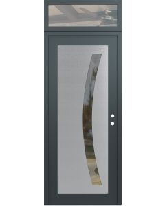Diamond C4 36" x 96" anthracite/anthracite clear Glass Panel stainless steel LHI with Transom clear Glass