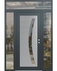 Diamond C4 60" x 96" anthracite/anthracite clear Glass Panel stainless steel LHI with 2 Sidelites and Transom clear Glass