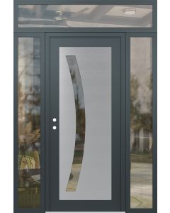 Diamond C4 60" x 96" anthracite/anthracite clear Glass Panel stainless steel RHI with 2 Sidelites and Transom clear Glass