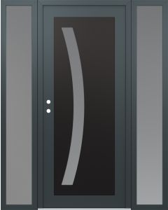 Diamond C4 64" x 80" anthracite/anthracite frosted Glass Panel black RHI with 2 Sidelites frosted Glass