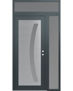 Diamond C4 50" x 96" anthracite/anthracite frosted Glass Panel stainless steel LHI with Sidelite and Transom frosted Glass