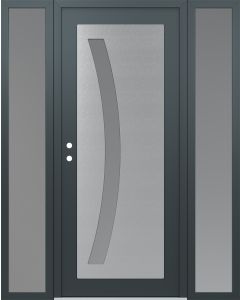 Diamond C4 60" x 80" anthracite/anthracite frosted Glass Panel stainless steel RHI with 2 Sidelites frosted Glass