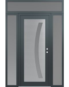 Diamond C4 60" x 96" anthracite/anthracite frosted Glass Panel stainless steel LHI with 2 Sidelites and Transom frosted Glass