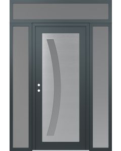 Diamond C4 60" x 96" anthracite/anthracite frosted Glass Panel stainless steel RHI with 2 Sidelites and Transom frosted Glass