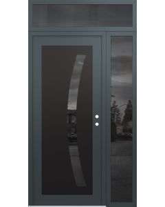 Diamond C4 52" x 96" anthracite/anthracite mirrored Glass Panel black LHI with Sidelite and Transom mirrored Glass