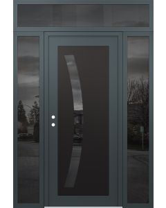 Diamond C4 60" x 96" anthracite/anthracite mirrored Glass Panel black RHI with 2 Sidelites and Transom mirrored Glass