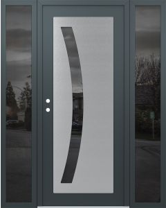Diamond C4 60" x 80" anthracite/anthracite mirrored Glass Panel stainless steel RHI with 2 Sidelites mirrored Glass