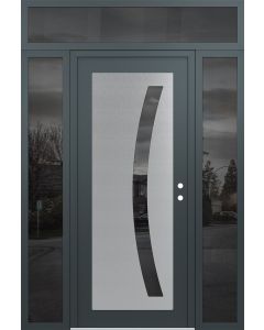 Diamond C4 60" x 96" anthracite/anthracite mirrored Glass Panel stainless steel LHI with 2 Sidelites and Transom mirrored Glass