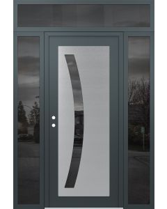 Diamond C4 60" x 96" anthracite/anthracite mirrored Glass Panel stainless steel RHI with 2 Sidelites and Transom mirrored Glass