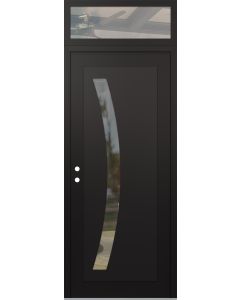 Diamond C4 36" x 96" black/black clear Glass Panel black RHI with Transom clear Glass