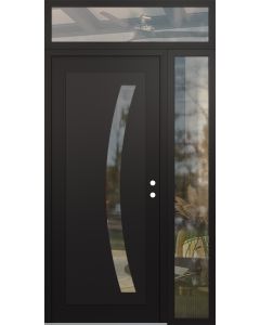 Diamond C4 48" x 96" black/black clear Glass Panel black LHI with Sidelite and Transom clear Glass