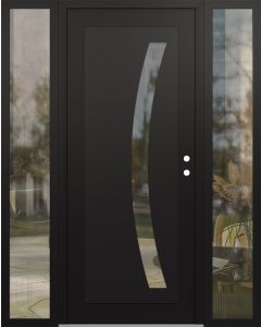 Diamond C4 60" x 80" black/black clear Glass Panel black LHI with 2 Sidelites clear Glass