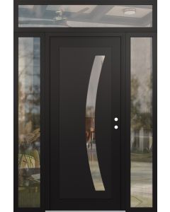 Diamond C4 60" x 96" black/black clear Glass Panel black LHI with 2 Sidelites and Transom clear Glass