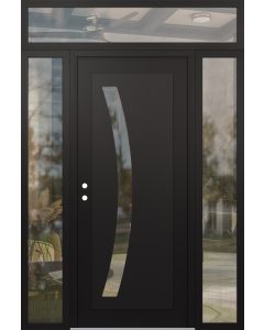 Diamond C4 60" x 96" black/black clear Glass Panel black RHI with 2 Sidelites and Transom clear Glass
