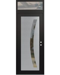 Diamond C4 36" x 96" black/black clear Glass Panel stainless steel LHI with Transom clear Glass